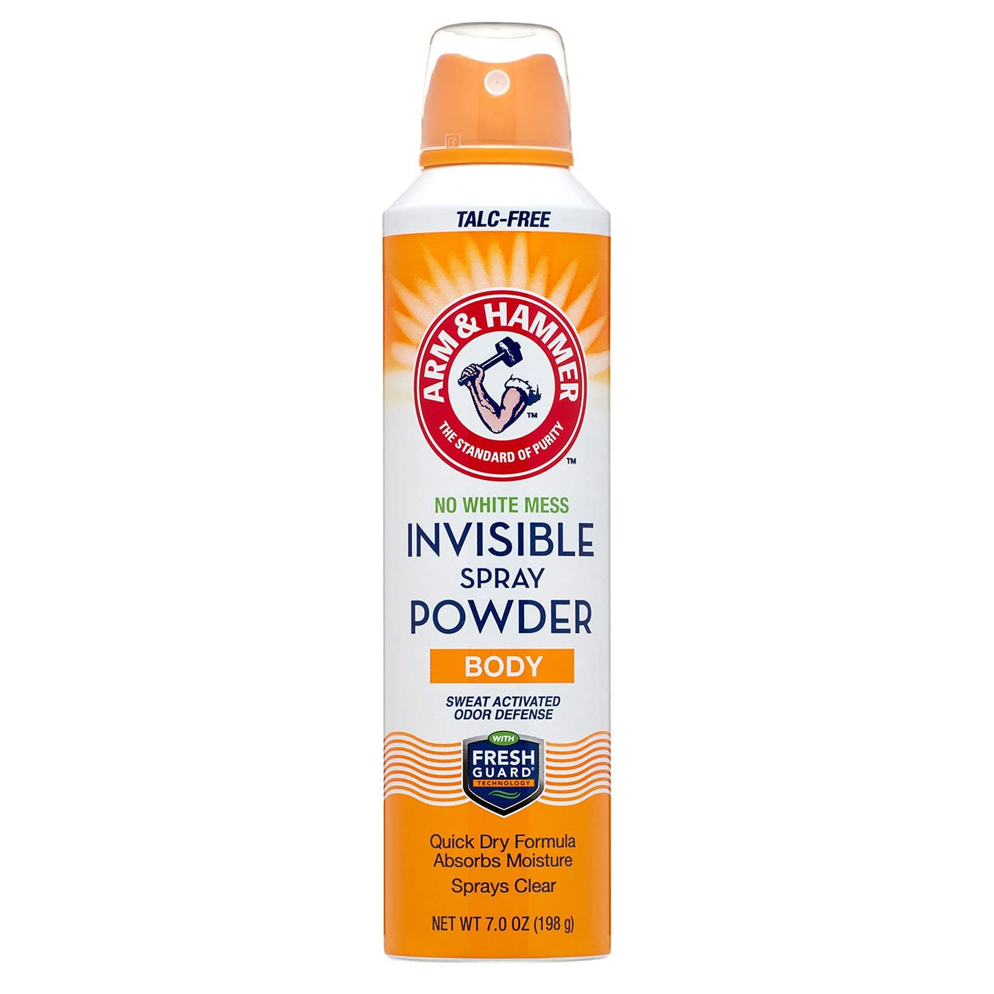 Arm & Hammer Invisible Body Powder Spray, Clear Talc-Free Body Odor & Sweat Control for Men & Women, Spray Body Powder for Women and Men, Arm and Hammer Body Spray Powder, 7 Oz (1 Pack)
