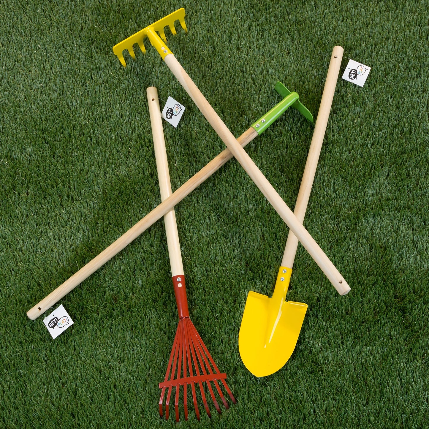 4 Piece Kid’s Gardening Tool Set, Wood Handles Metal Heads