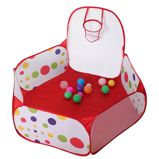1 Set Folding Kids Ball Pit Playhouse Tent Ocean Ball Pool with Basketball Hoops