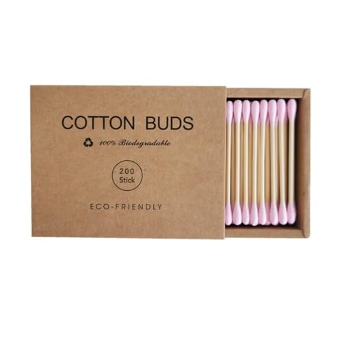 2000 PCs Premium Cotton Swab Natural Cotton Bud Biodegradable Organic Perfect for Ear Wax Removal/Arts & Crafts/Removing Dust & Dirt (200PCs,Pink)