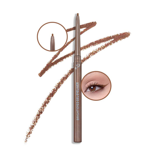 1.5mm Skinny Gel Eyeliner Pencil,Light Brown Cat Eye Liner Makeup Pen,Cream Smooth Eyeliner Crayon,delineador de ojos contra el agua,Waterproof Long Lasting 16 Hour Wear,Vegan & Cruelty Free,03