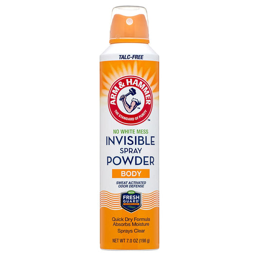 Arm & Hammer Invisible Body Powder Spray, Clear Talc-Free Body Odor & Sweat Control for Men & Women, Spray Body Powder for Women and Men, Arm and Hammer Body Spray Powder, 7 Oz (1 Pack)