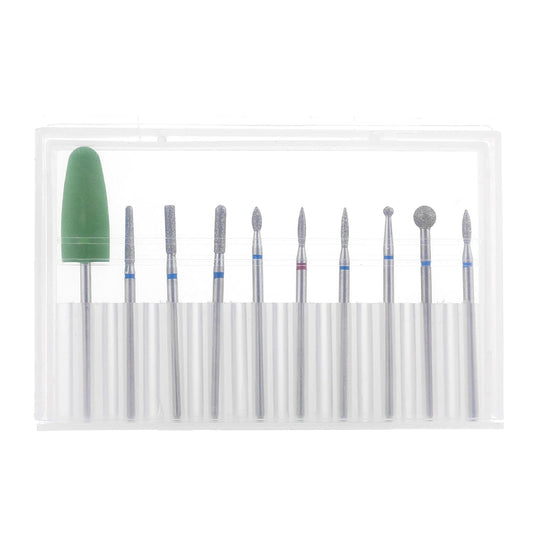 10pcs Nail Drill Bits Set for Manicure, Diamond Bits Drill Kit for Nails Professional Russian Cuticle Removal Bits Manicure set professional for Home Salon