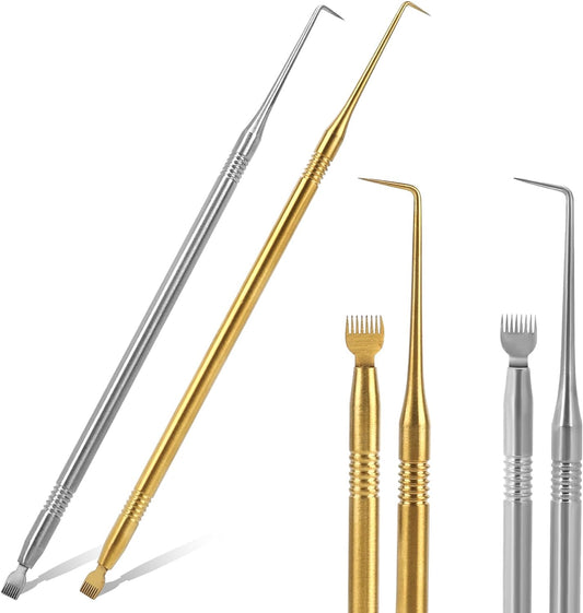 2 in 1 Lash Lift Tool Kit,2 Pieces Stainless Steel Lash Lift and Tint Kit Professional Lash Lift Supplies Metal Lash Lift Rods Eyelash Separator Tool with Separating Comb (Gold & Silver)
