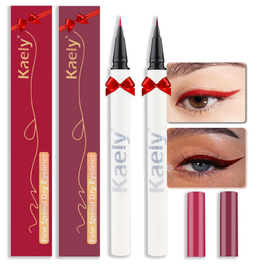 2Pcs Red Wine Red Liquid Eyeliner Set,Waterproof Smudge Proof Eyeliner Pencil,Color Colored Colorful Eyeliner Stamp,Cat Eye Liner Pen Makeup Stencils,delineador de ojos contra el agua,09+10