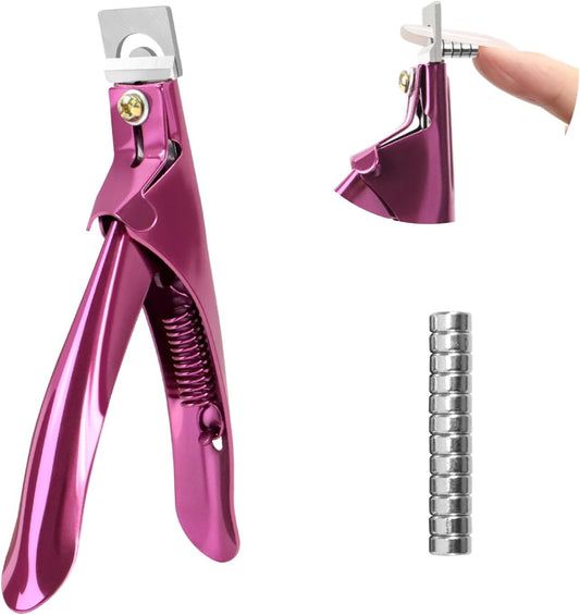 Acrylic Nail Clippers with Sizer Magnets, Inartato Fake Nail Cutters for Nail Tips with Length Measurement Professional Manicure Tools Acrylic Nail Art Supplies (Rose)