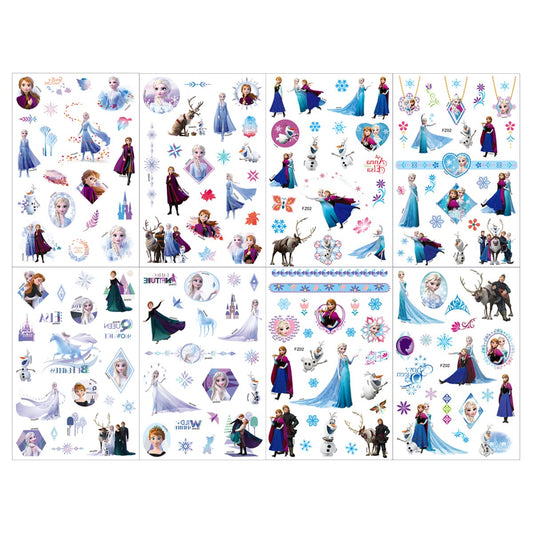8 Sheets Frozen Temporary Tattoos for Kids,Cute Anime Tattoo Toys,Waterproof Tattoo Stickers for Theme Birthday Party Favors,Suitable for Group Activities,Toy Patterns
