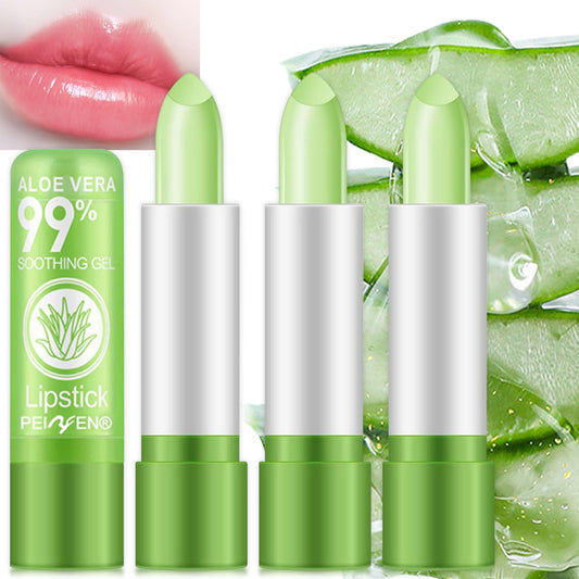 3 Pcs Aloe Vera Color Changing Lipstick, Moisturizer Plumper Lip Blam, Magic Temperature Color Change Lipstick Lip Blam Long Lasting Moisturizing Lip Gloss (3Pcs A)