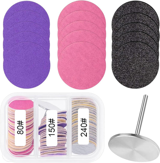 72Pcs Sanding Paper Discs and Metal Nail Drill Bit 25mm Replacement Sandpaper Disk for Manicure Pedicure Supplies Tools, Foot File for Dead Skin Foot Callus Remover(80#150#240# Grits)…